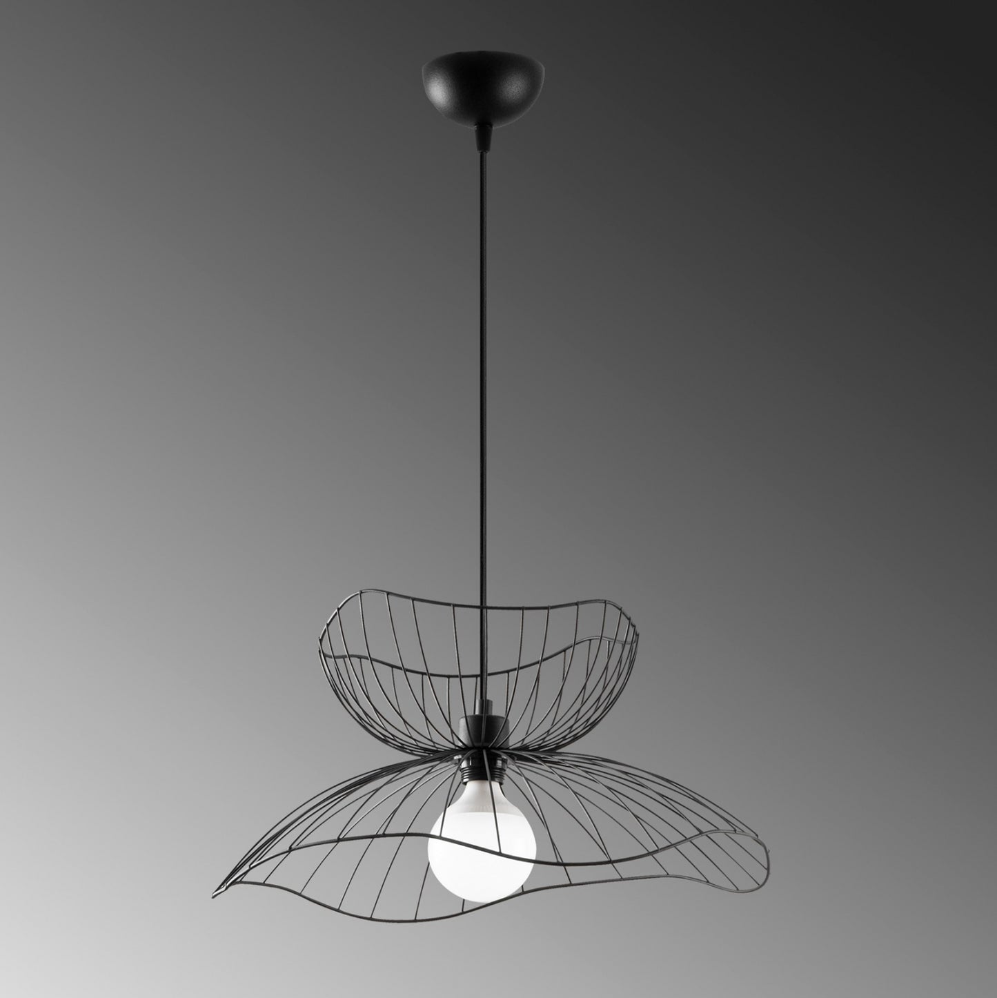 Metallic Pendant Light In Black E27 Hm7232 50x50x121 Cm.