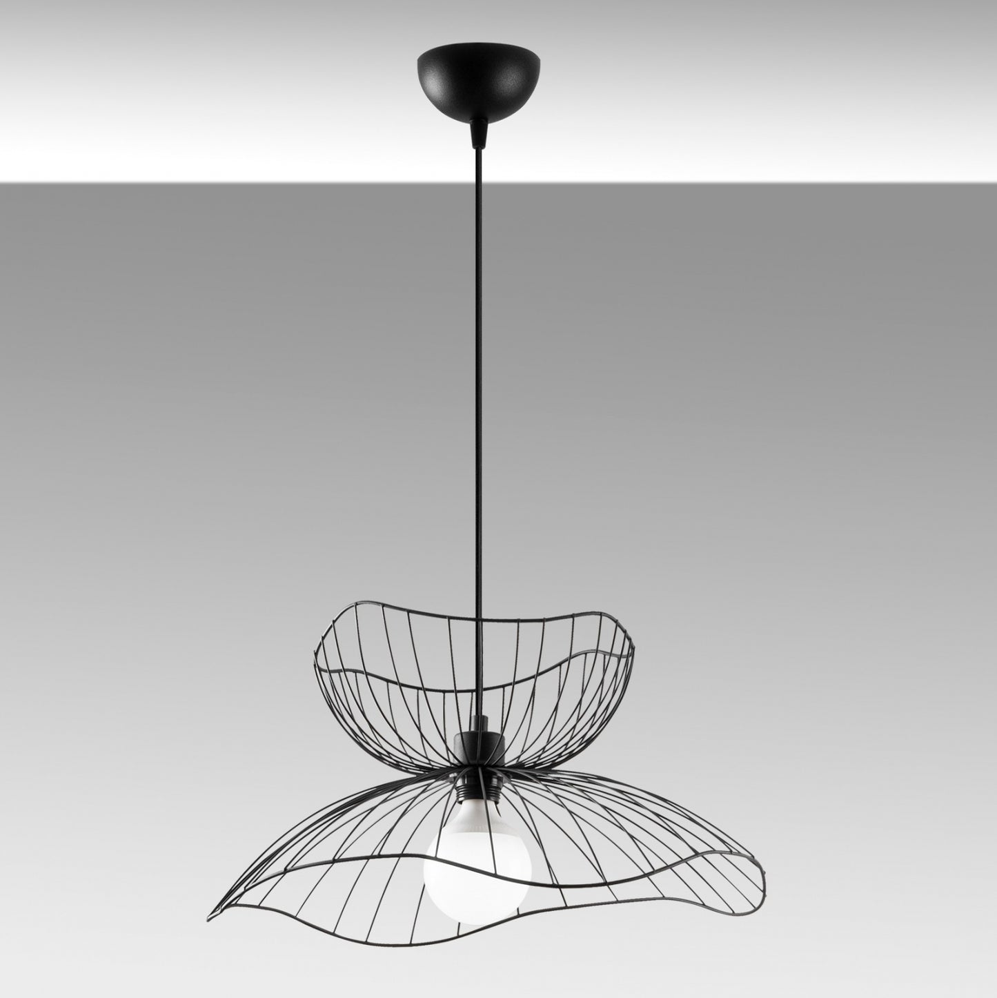 Metallic Pendant Light In Black E27 Hm7232 50x50x121 Cm.