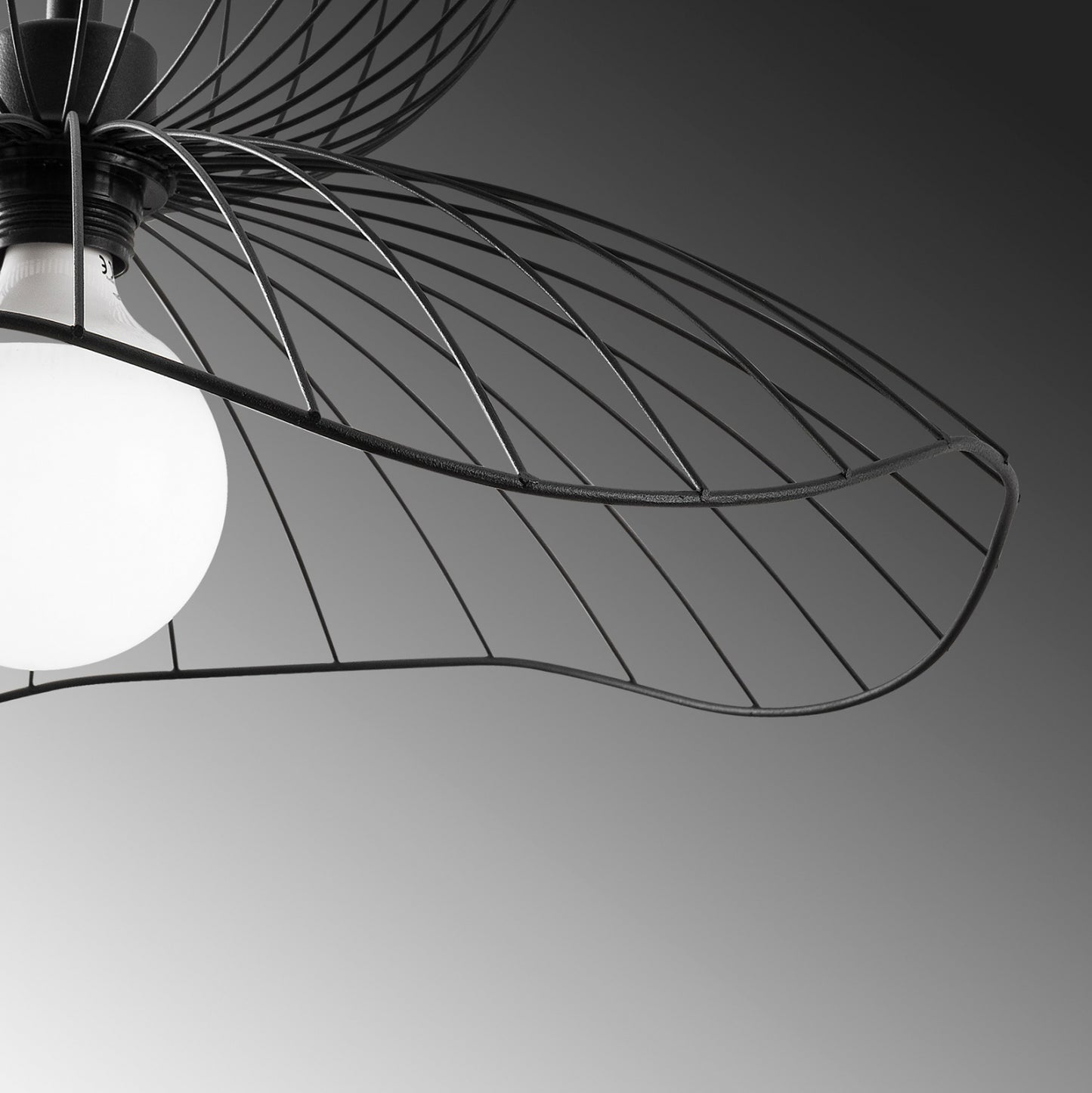 Metallic Pendant Light In Black E27 Hm7232 50x50x121 Cm.