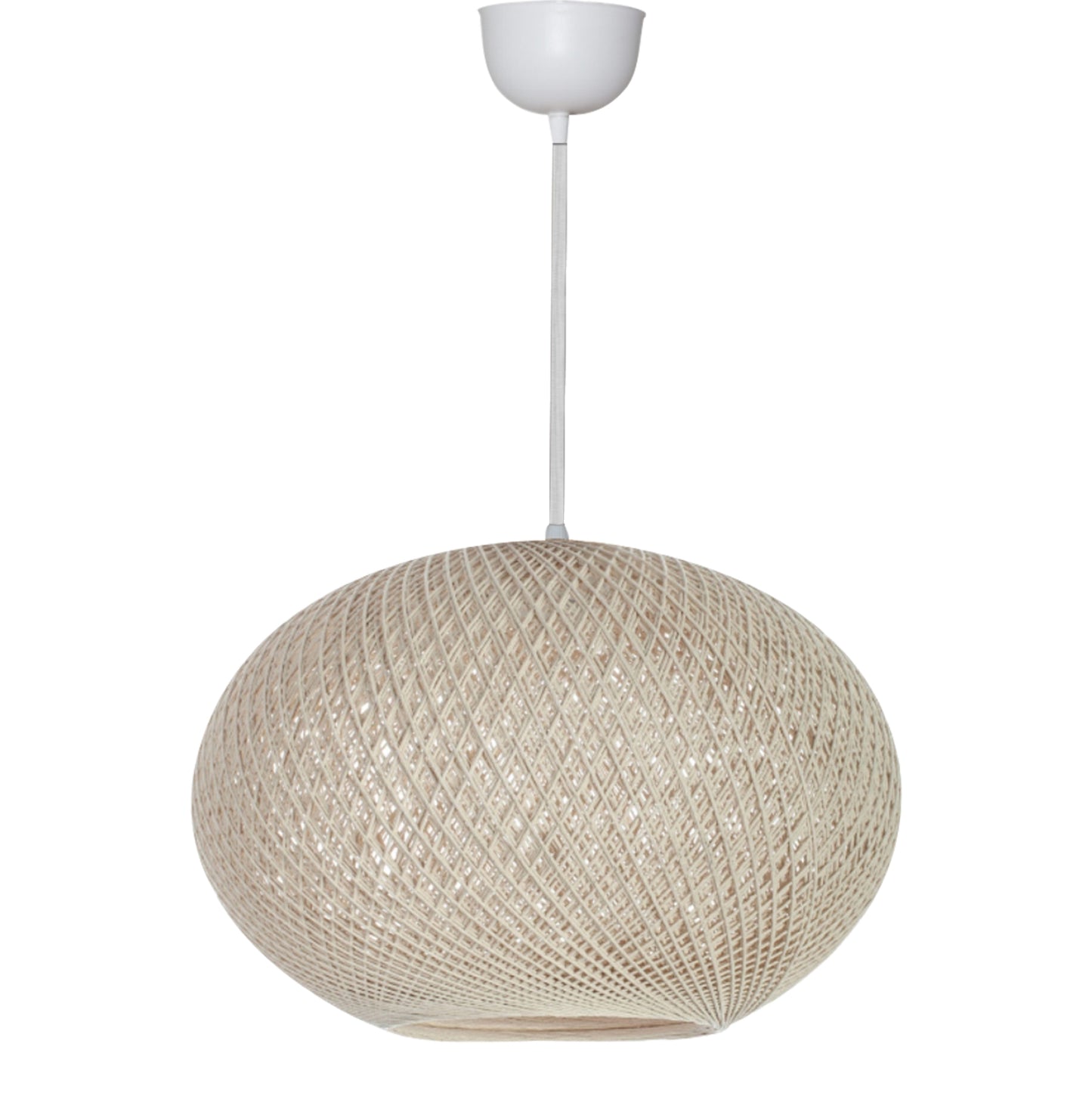 Pendant Ceiling Lamp Hm7624.02 Beige Oval-shaped Sphere, Knitted Rope, Indoors