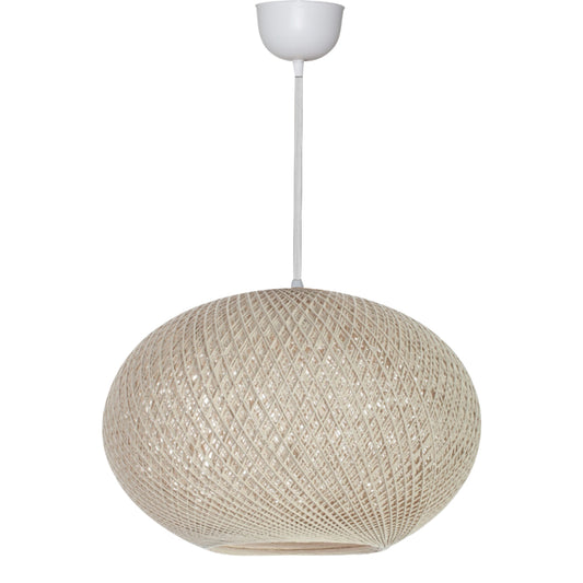 Pendant Ceiling Lamp Hm7624.02 Beige Oval-shaped Sphere, Knitted Rope, Indoors