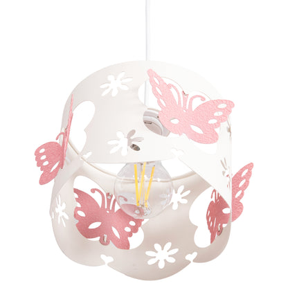 Ceiling Pendant Kids' Lamp Leptir Hm4705.01 Metallic Cap In Pink-white Φ23x70hcm.