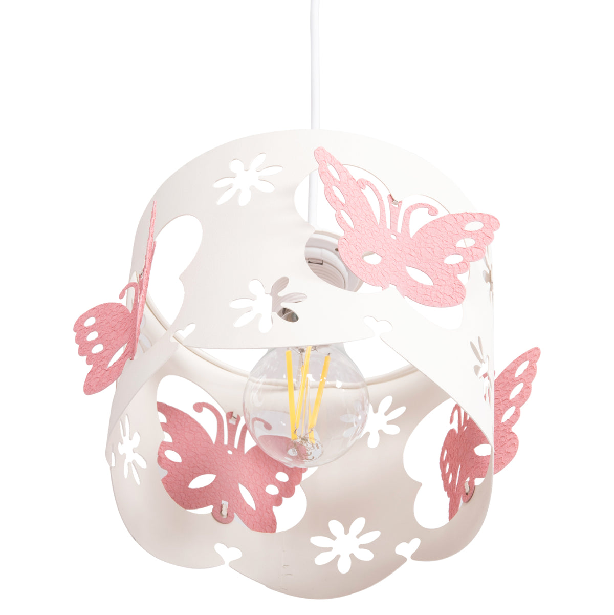 Ceiling Pendant Kids' Lamp Leptir Hm4705.01 Metallic Cap In Pink-white Φ23x70hcm.