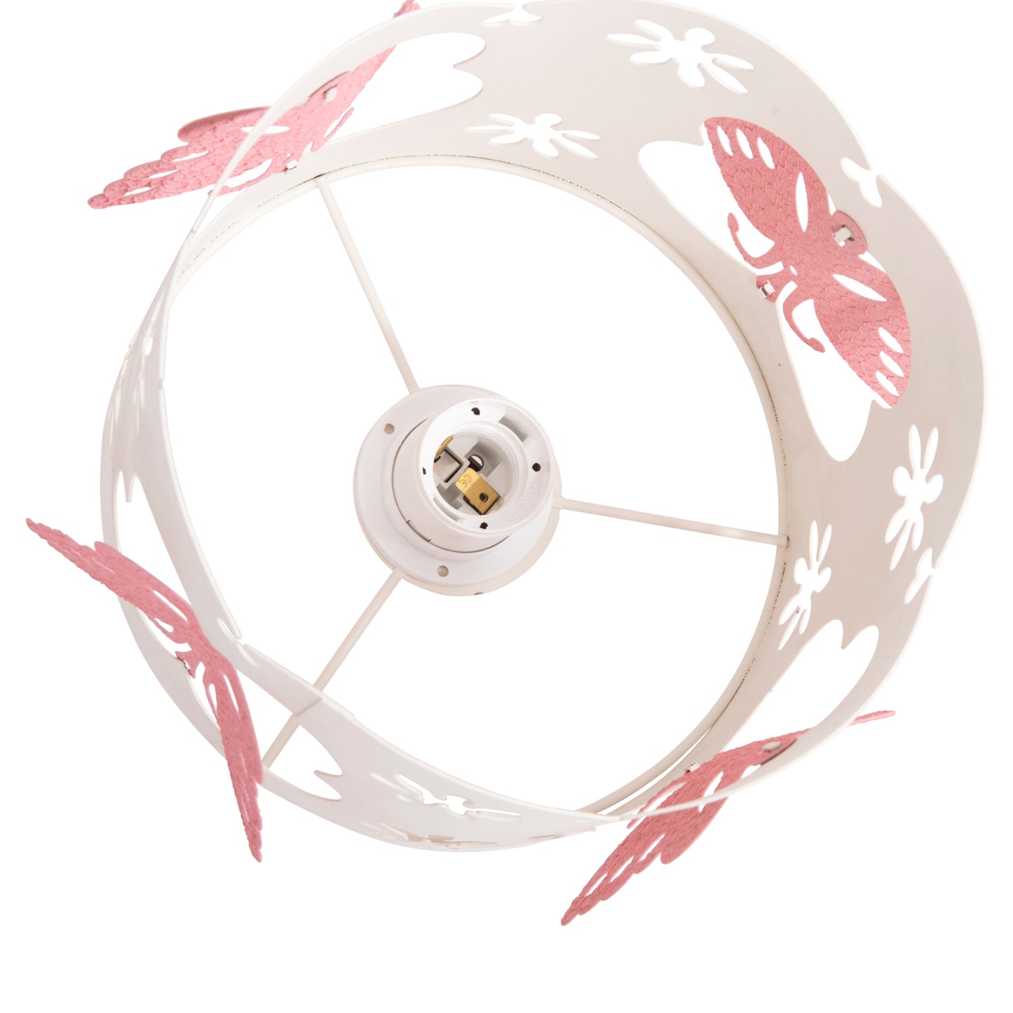 Ceiling Pendant Kids' Lamp Leptir Hm4705.01 Metallic Cap In Pink-white Φ23x70hcm.