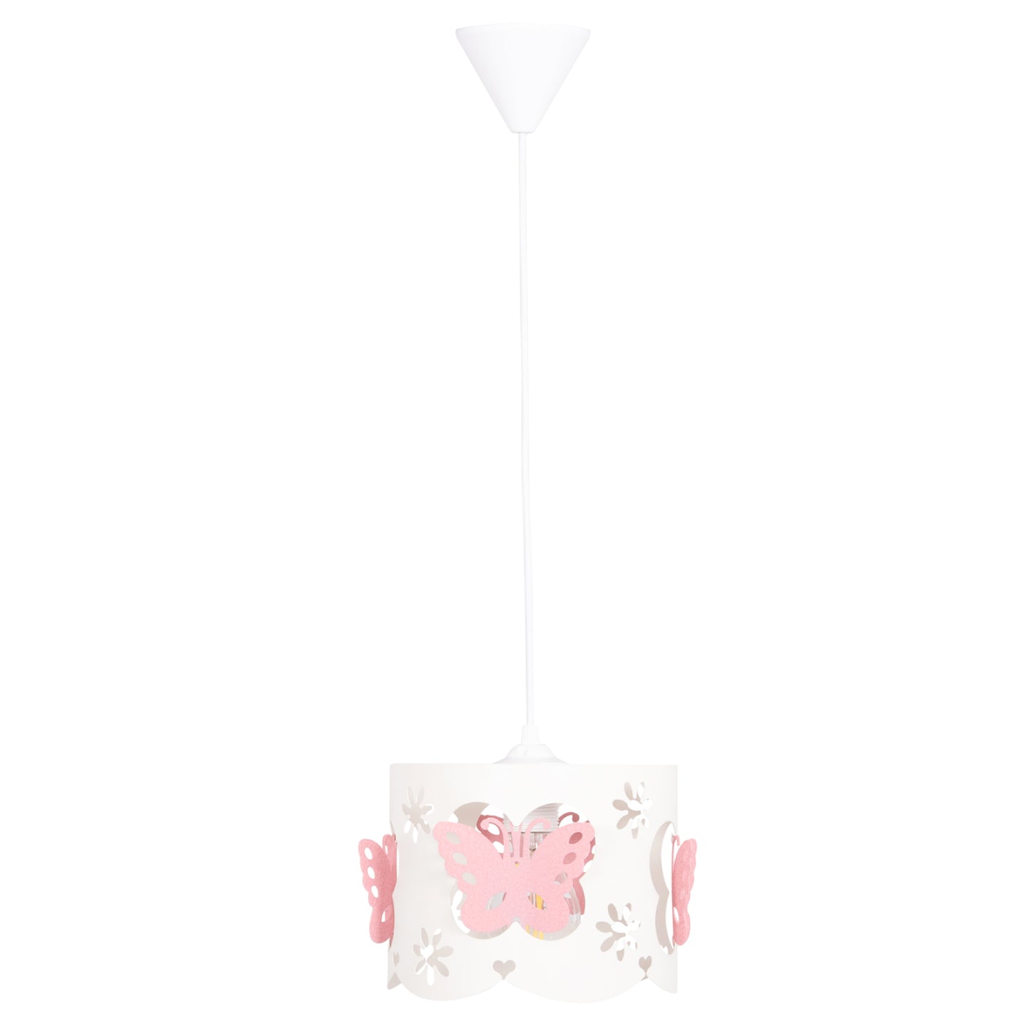 Ceiling Pendant Kids' Lamp Leptir Hm4705.01 Metallic Cap In Pink-white Φ23x70hcm.
