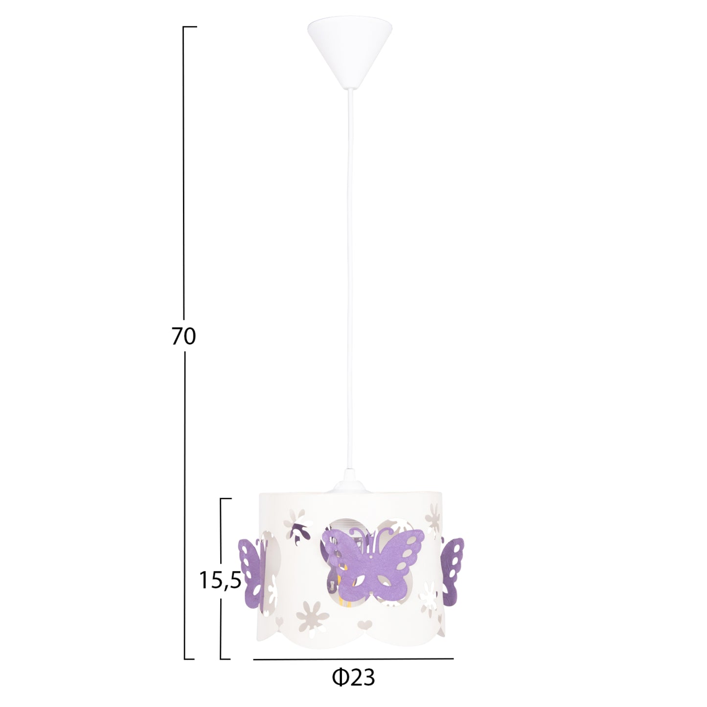 Ceiling Pendant Kids' Lamp Leptir Hm4705.02 Metallic Cap In Purple-white Φ23x70hcm.