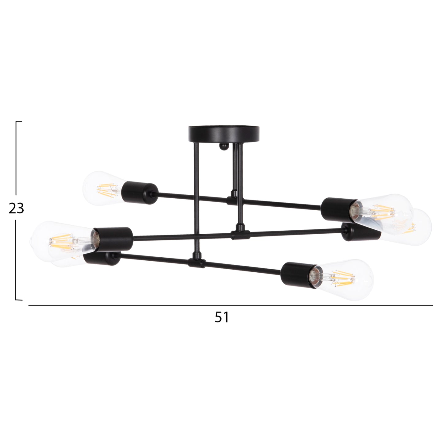 Ceiling Pendant Multilight Fixture Lighty Hm7427.11 Black Metal 51x51x23hcm.