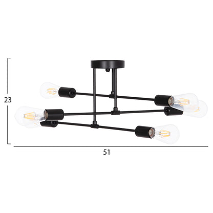 Ceiling Pendant Multilight Fixture Lighty Hm7427.11 Black Metal 51x51x23hcm.