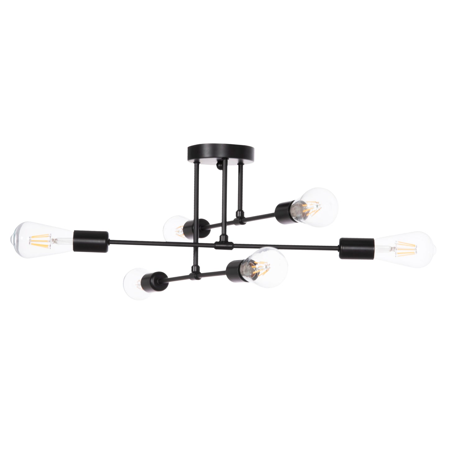Ceiling Pendant Multilight Fixture Lighty Hm7427.11 Black Metal 51x51x23hcm.