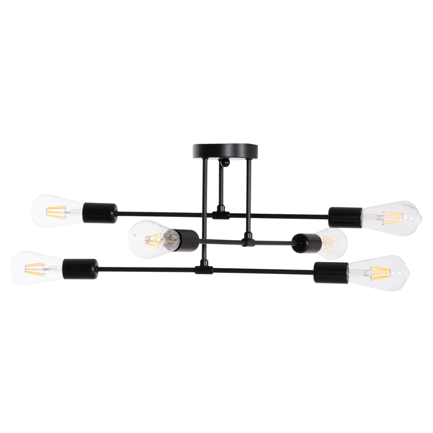 Ceiling Pendant Multilight Fixture Lighty Hm7427.11 Black Metal 51x51x23hcm.