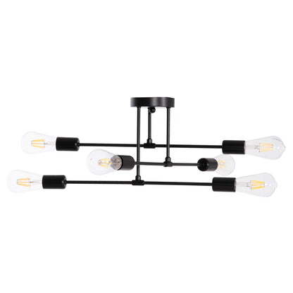 Ceiling Pendant Multilight Fixture Lighty Hm7427.11 Black Metal 51x51x23hcm.