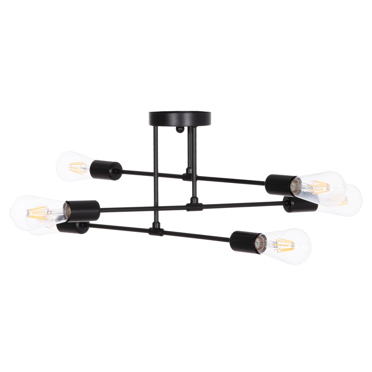 Ceiling Pendant Multilight Fixture Lighty Hm7427.11 Black Metal 51x51x23hcm.