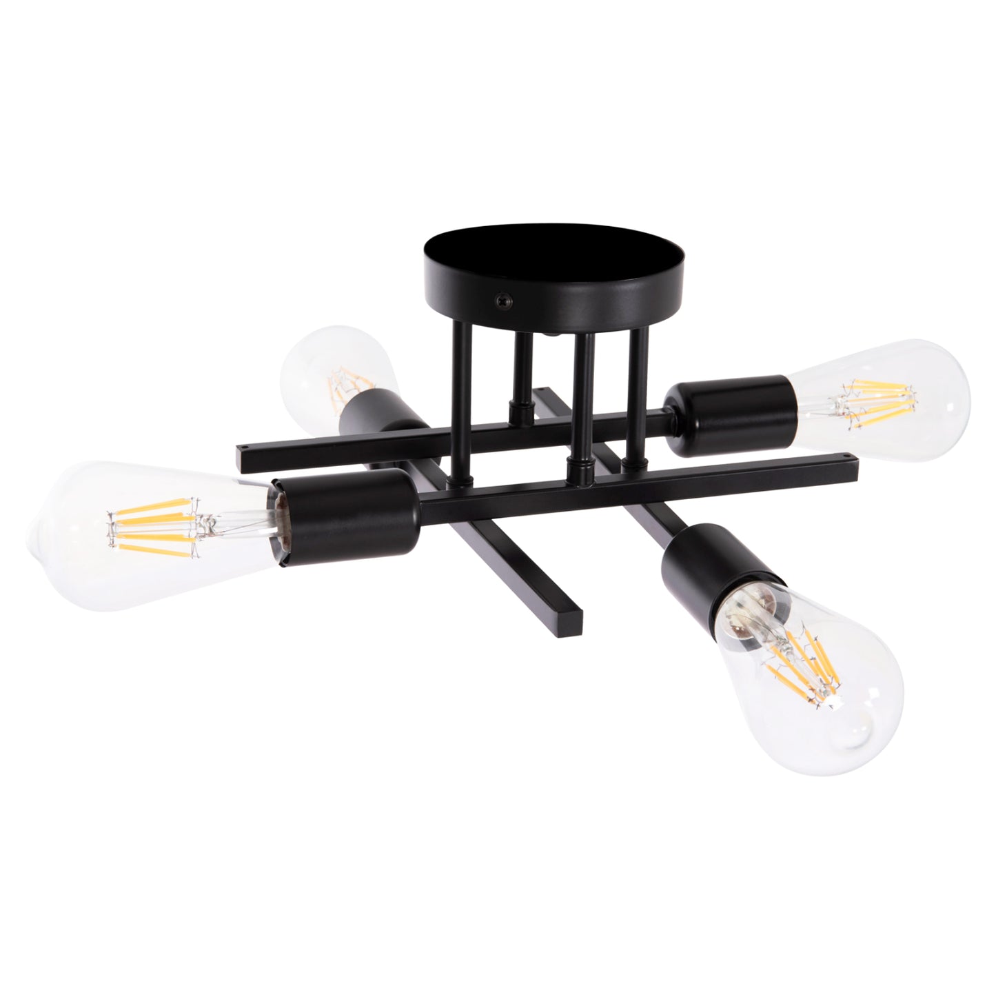 Ceiling Pendant Multilight Fixture Lighty Hm7428.11 Black Metal 28x28x15hcm.
