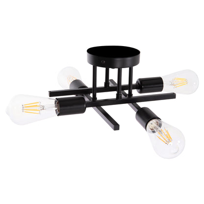Ceiling Pendant Multilight Fixture Lighty Hm7428.11 Black Metal 28x28x15hcm.