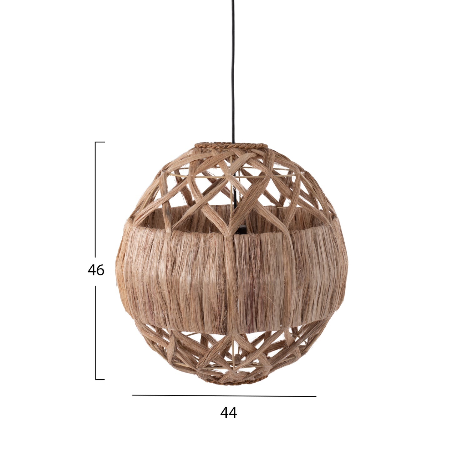 Ceiling Pendant Spherical With Abaca Fibers In Natural 44x44x46-80hcm.hm7779