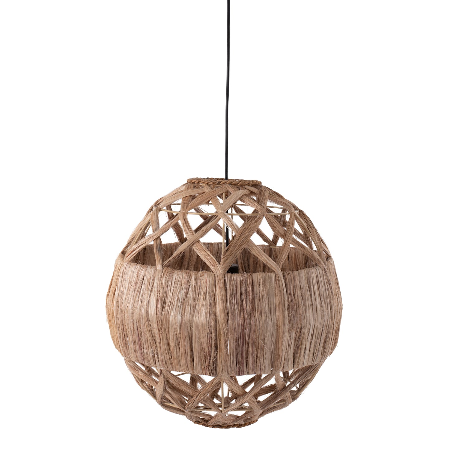 Ceiling Pendant Spherical With Abaca Fibers In Natural 44x44x46-80hcm.hm7779