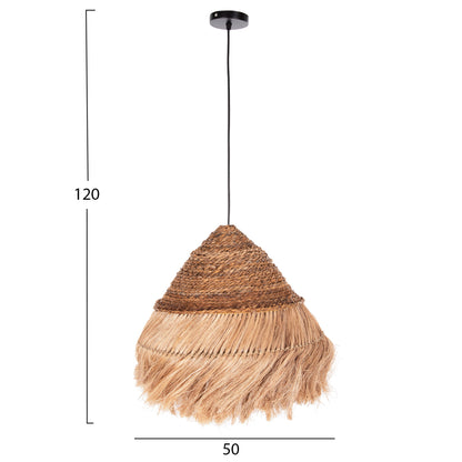 Ceiling Pendant Rakib Hm7762 Round Pyramid Cap--abaca Fibers In Natural Color Φ50x35-120hcm.