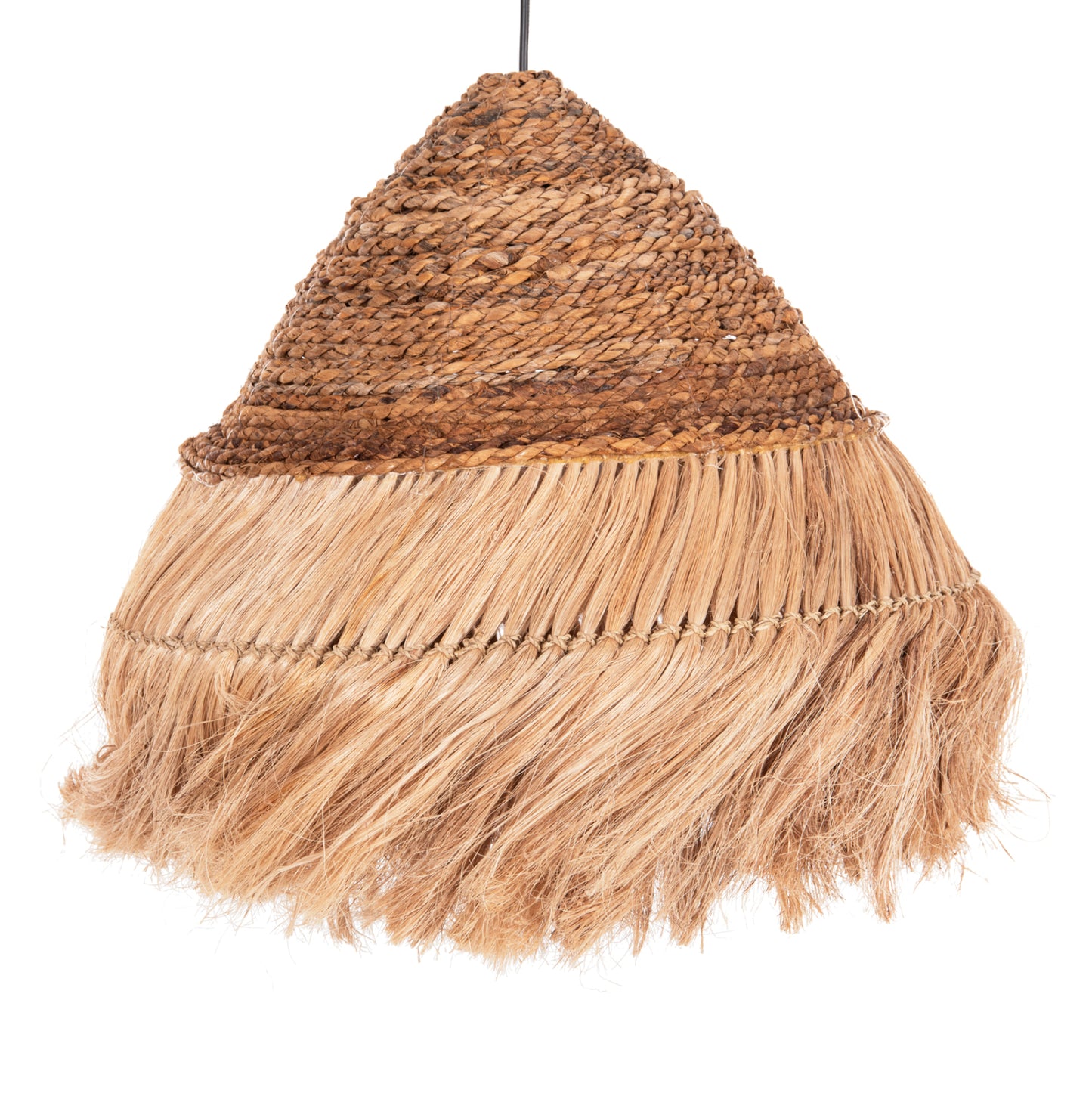 Ceiling Pendant Rakib Hm7762 Round Pyramid Cap--abaca Fibers In Natural Color Φ50x35-120hcm.