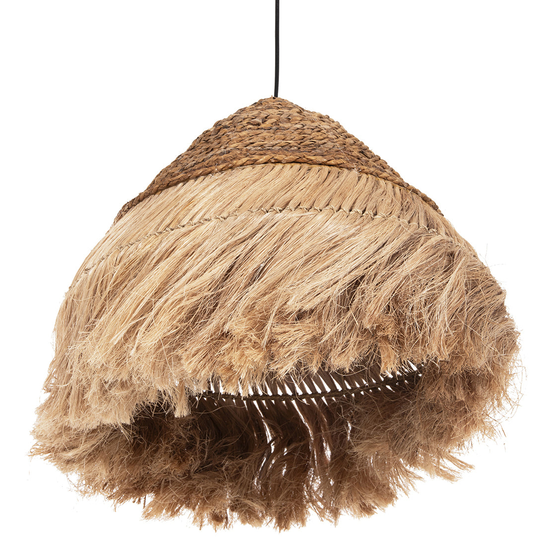 Ceiling Pendant Rakib Hm7762 Round Pyramid Cap--abaca Fibers In Natural Color Φ50x35-120hcm.