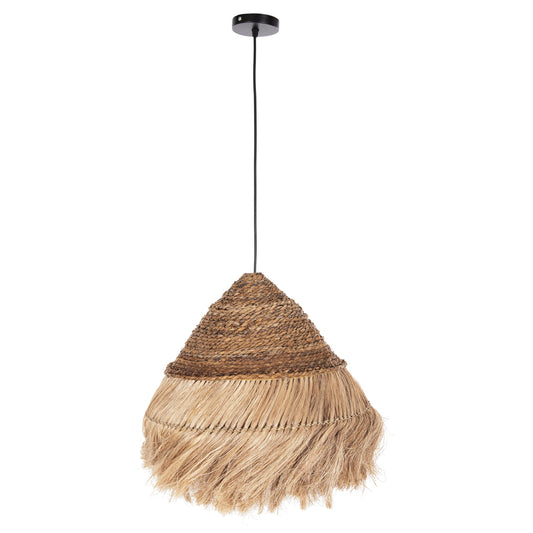 Ceiling Pendant Rakib Hm7762 Round Pyramid Cap--abaca Fibers In Natural Color Φ50x35-120hcm.