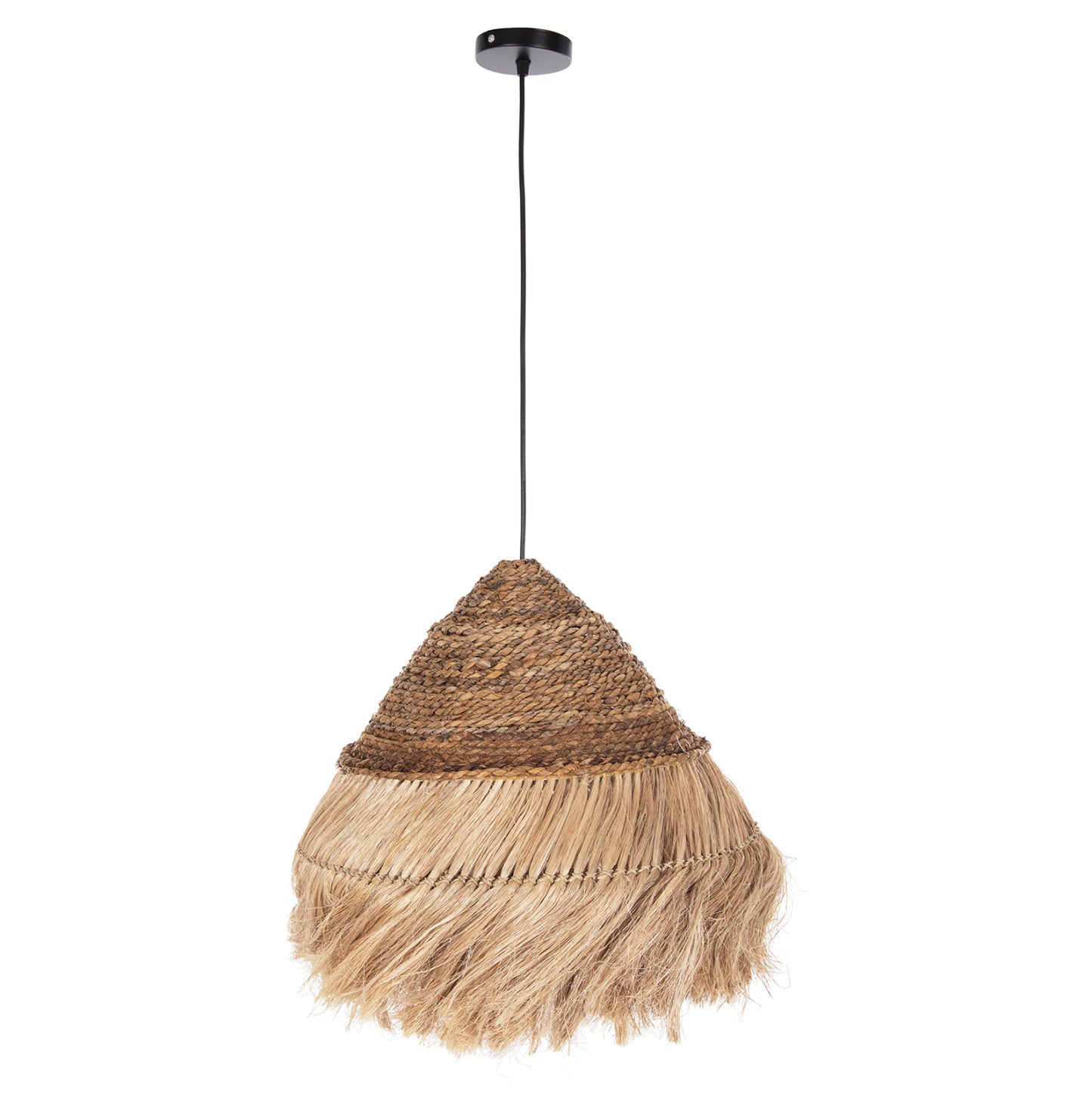 Ceiling Pendant Rakib Hm7762 Round Pyramid Cap--abaca Fibers In Natural Color Φ50x35-120hcm.