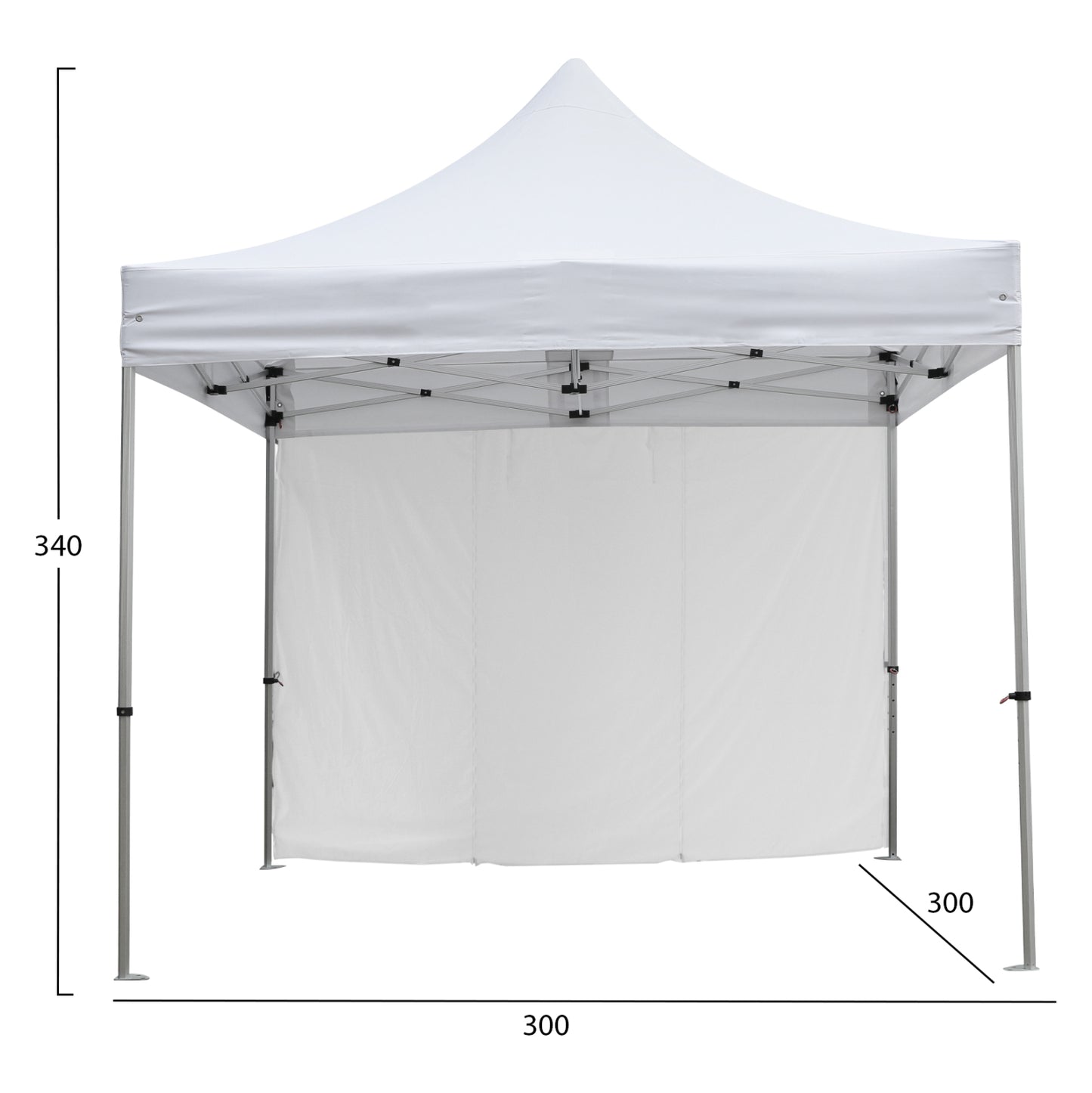 Gazebo Heavy Duty With Sidewall Shade Cressen Hm21097 Foldable-aluminum Silver Frame-white 3x3x3,4hm