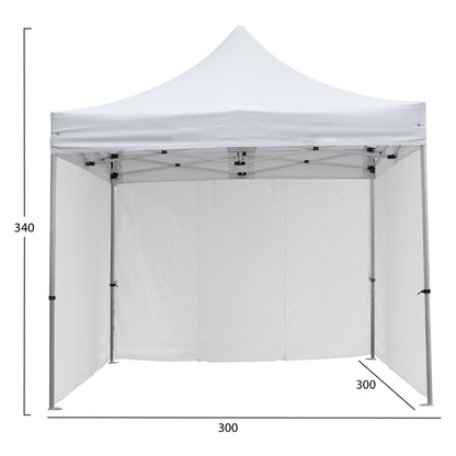 Gazebo Heavy Duty With 3 Sidewall Shades Cressen Hm21097.01 Foldable-aluminum Silver Frame-white 3x3x3,4hm
