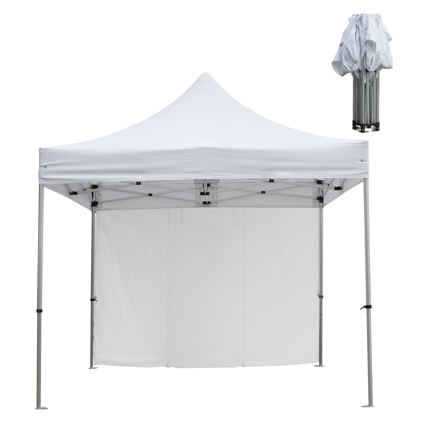 Gazebo Heavy Duty With Sidewall Shade Cressen Hm21097 Foldable-aluminum Silver Frame-white 3x3x3,4hm
