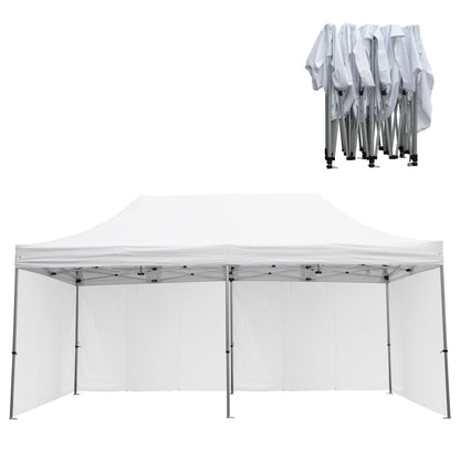 Gazebo With 4 Sidewall Shades Cressen Hm21099.01 Foldable-aluminum Silver Frame-white 3x6x3.4hm