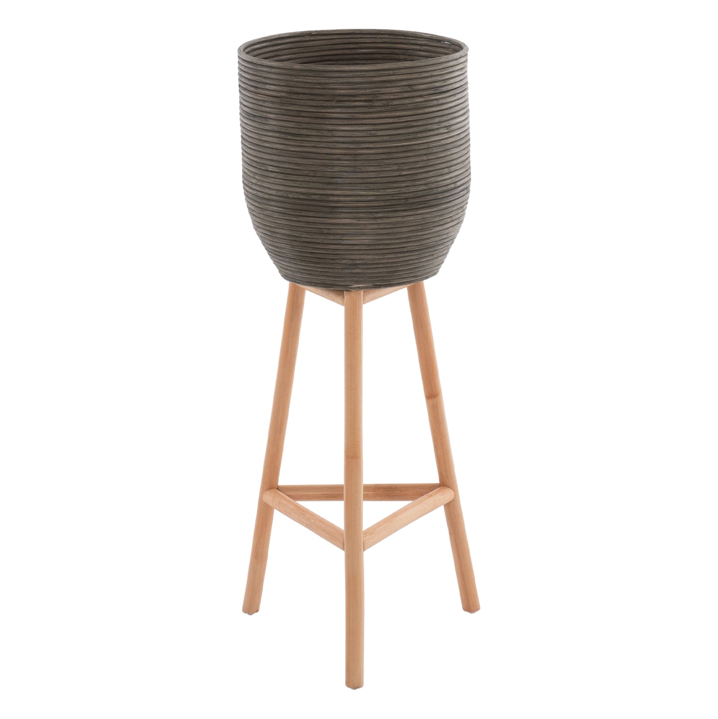 Flower Pot Rattan With Bamboo Legs Hm7724 36Χ35Χ95hcm.natural-green