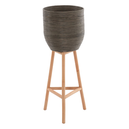 Flower Pot Rattan With Bamboo Legs Hm7724 36Χ35Χ95hcm.natural-green