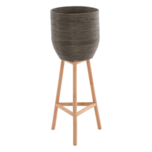 Flower Pot Rattan With Bamboo Legs Hm7724 36Χ35Χ95hcm.natural-green
