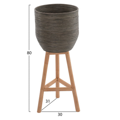 Flowerpot Rattan With Bamboo Legs Hm7815 31x30x80hcm.natural-green