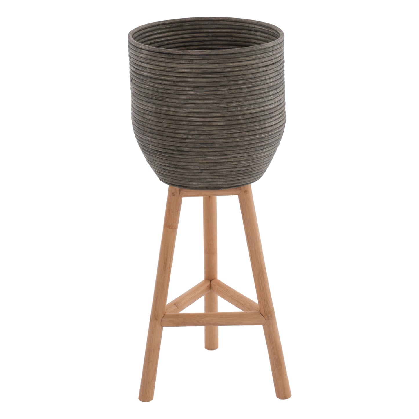Flowerpot Rattan With Bamboo Legs Hm7815 31x30x80hcm.natural-green