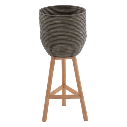 Flowerpot Rattan With Bamboo Legs Hm7815 31x30x80hcm.natural-green