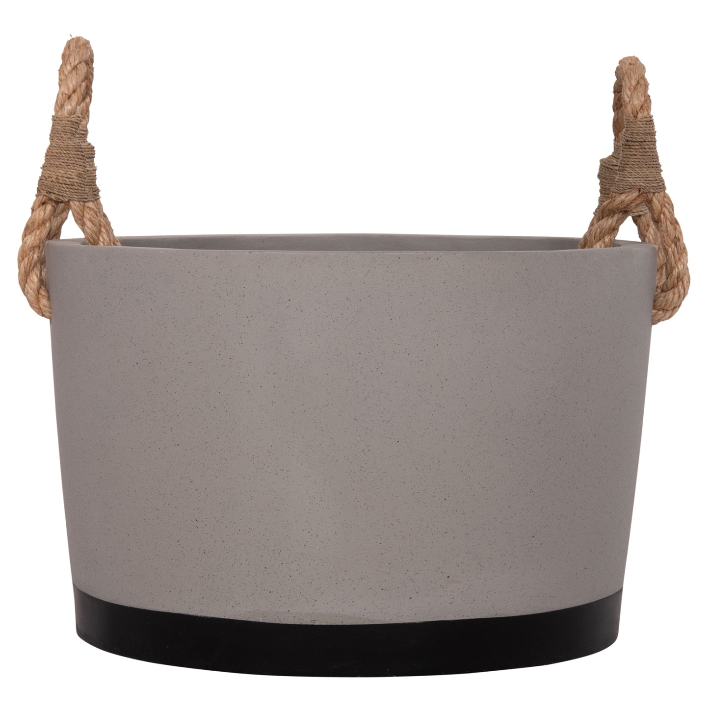 Indoor Planter/pot Series Tryll Hm4690l Fiber Cement In Grey & Rope Φ40x25.5hcm.