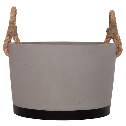 Indoor Planter/pot Series Tryll Hm4690l Fiber Cement In Grey & Rope Φ40x25.5hcm.