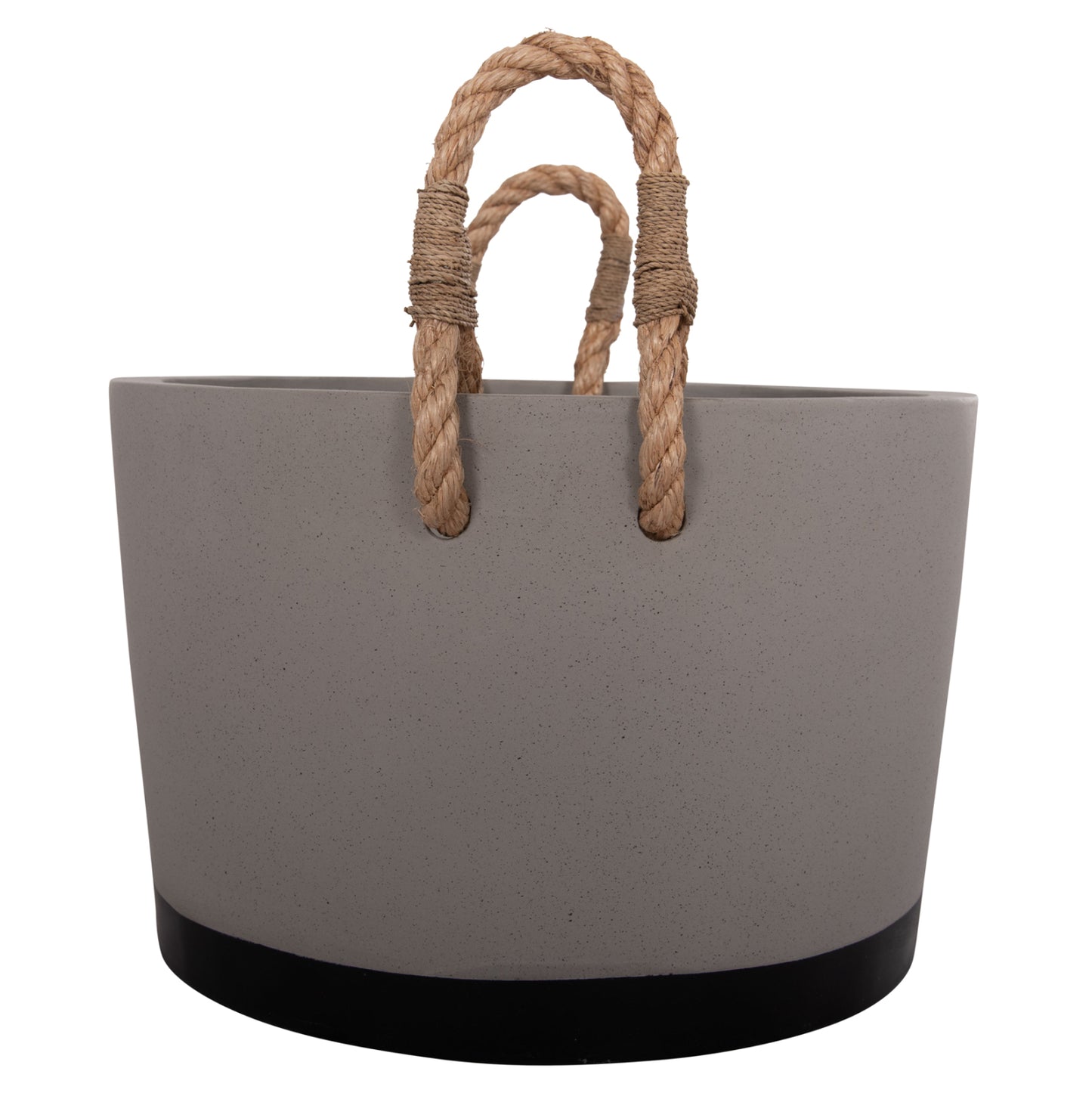Indoor Planter/pot Series Tryll Hm4690l Fiber Cement In Grey & Rope Φ40x25.5hcm.