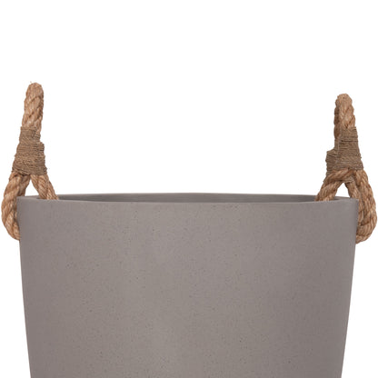 Indoor Planter/pot Series Tryll Hm4690l Fiber Cement In Grey & Rope Φ40x25.5hcm.