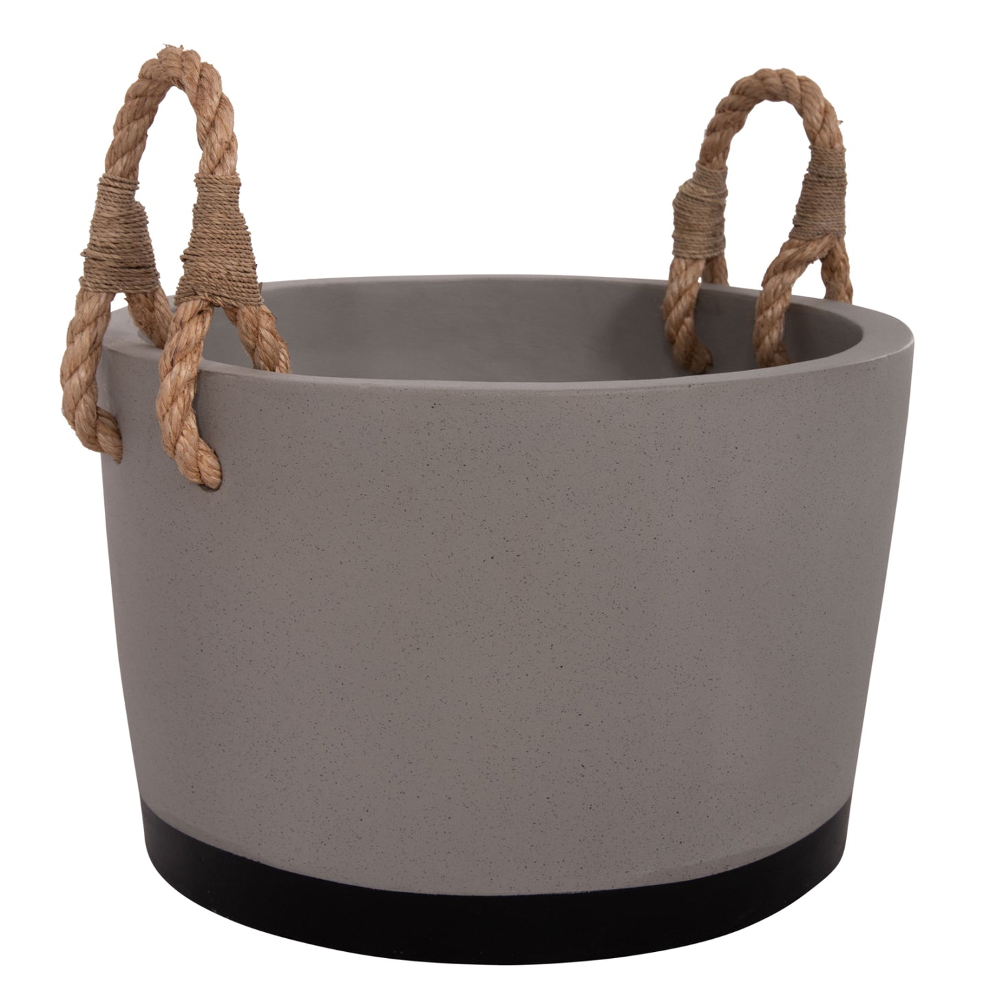 Indoor Planter/pot Series Tryll Hm4690l Fiber Cement In Grey & Rope Φ40x25.5hcm.