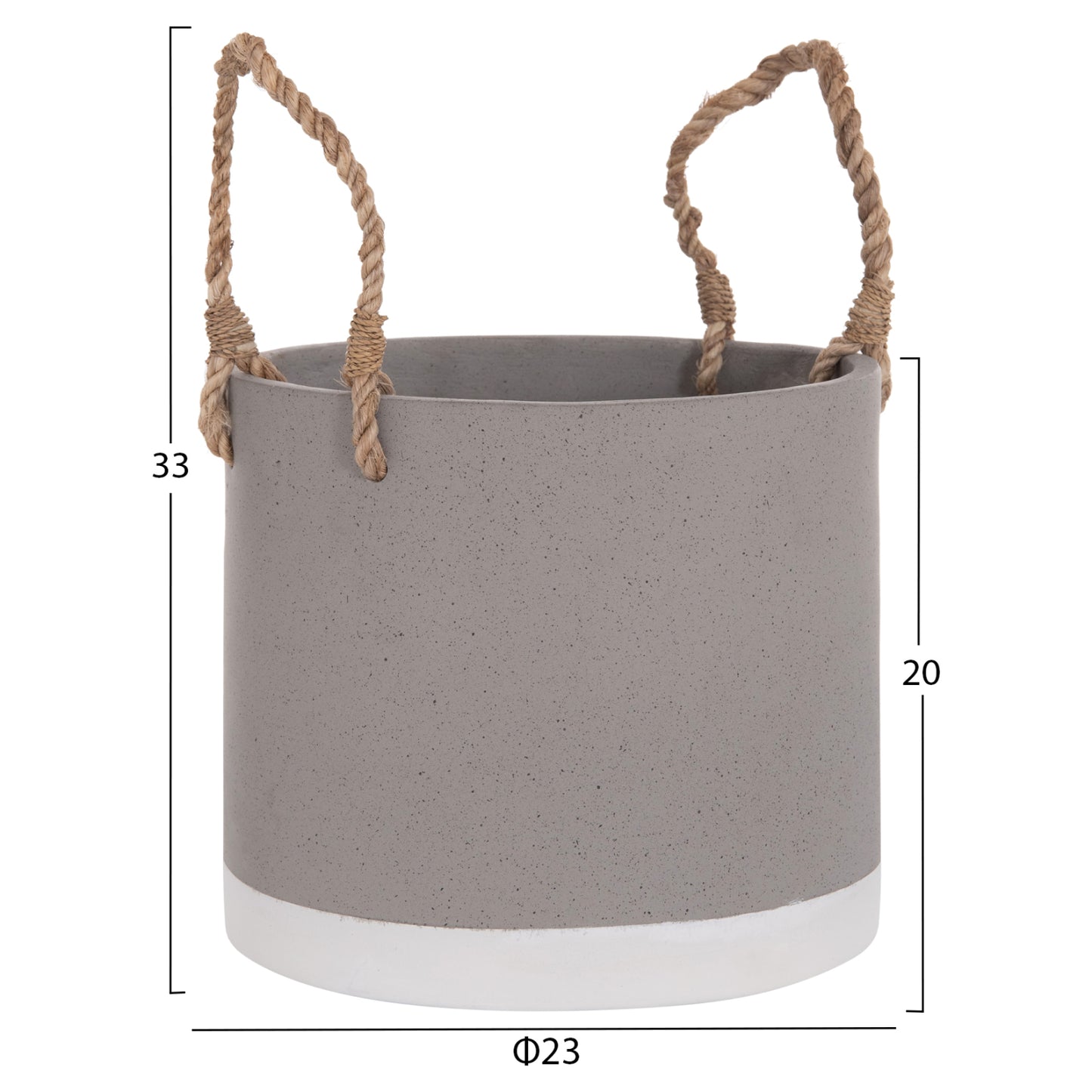 Indoor Planter/pot Series Tryll Hm4690s Fiber Cement In Grey & Rope Φ23x20hcm.