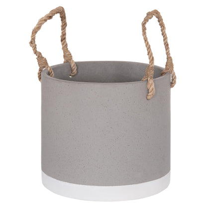 Indoor Planter/pot Series Tryll Hm4690s Fiber Cement In Grey & Rope Φ23x20hcm.
