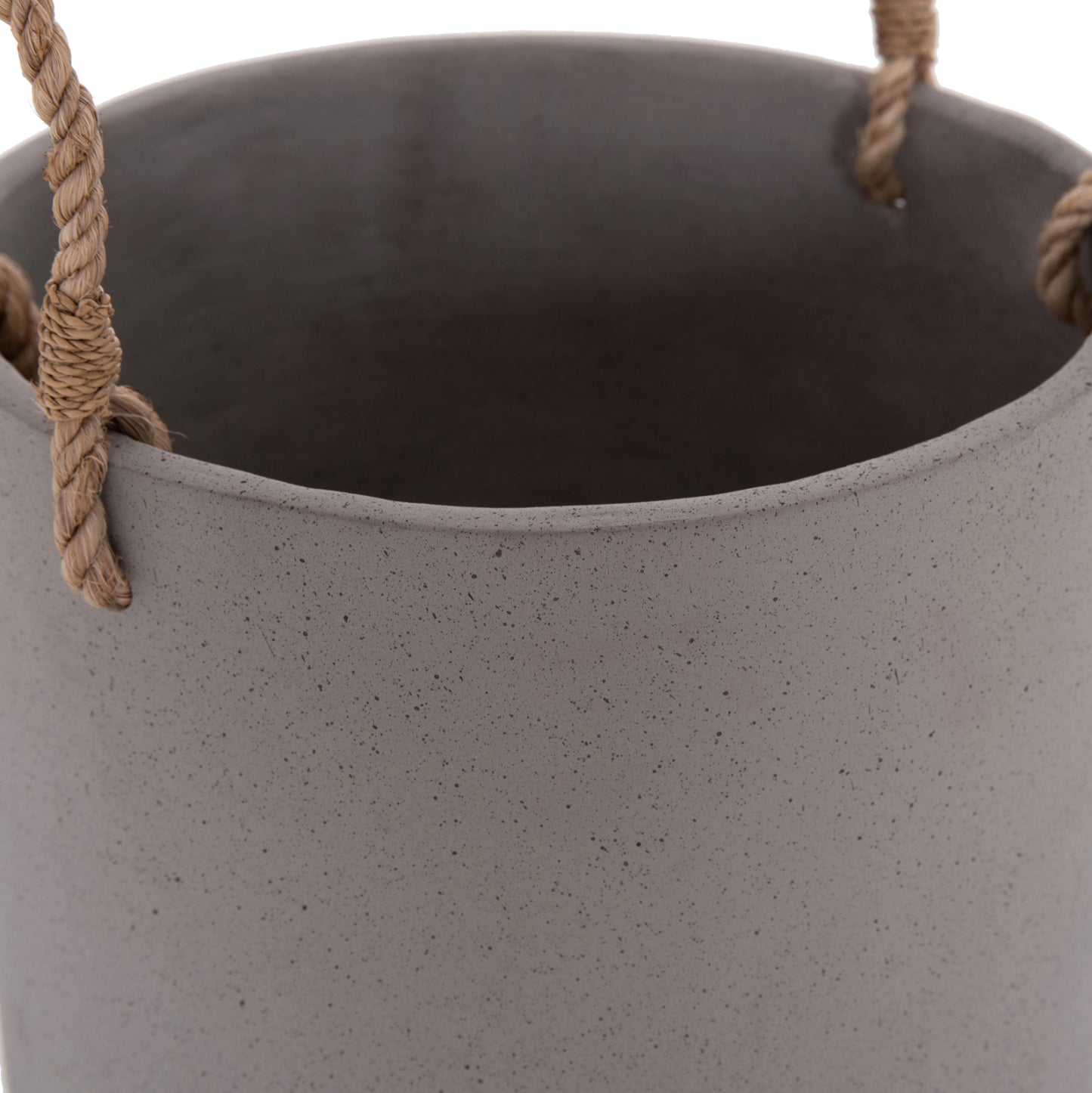 Indoor Planter/pot Series Tryll Hm4690s Fiber Cement In Grey & Rope Φ23x20hcm.