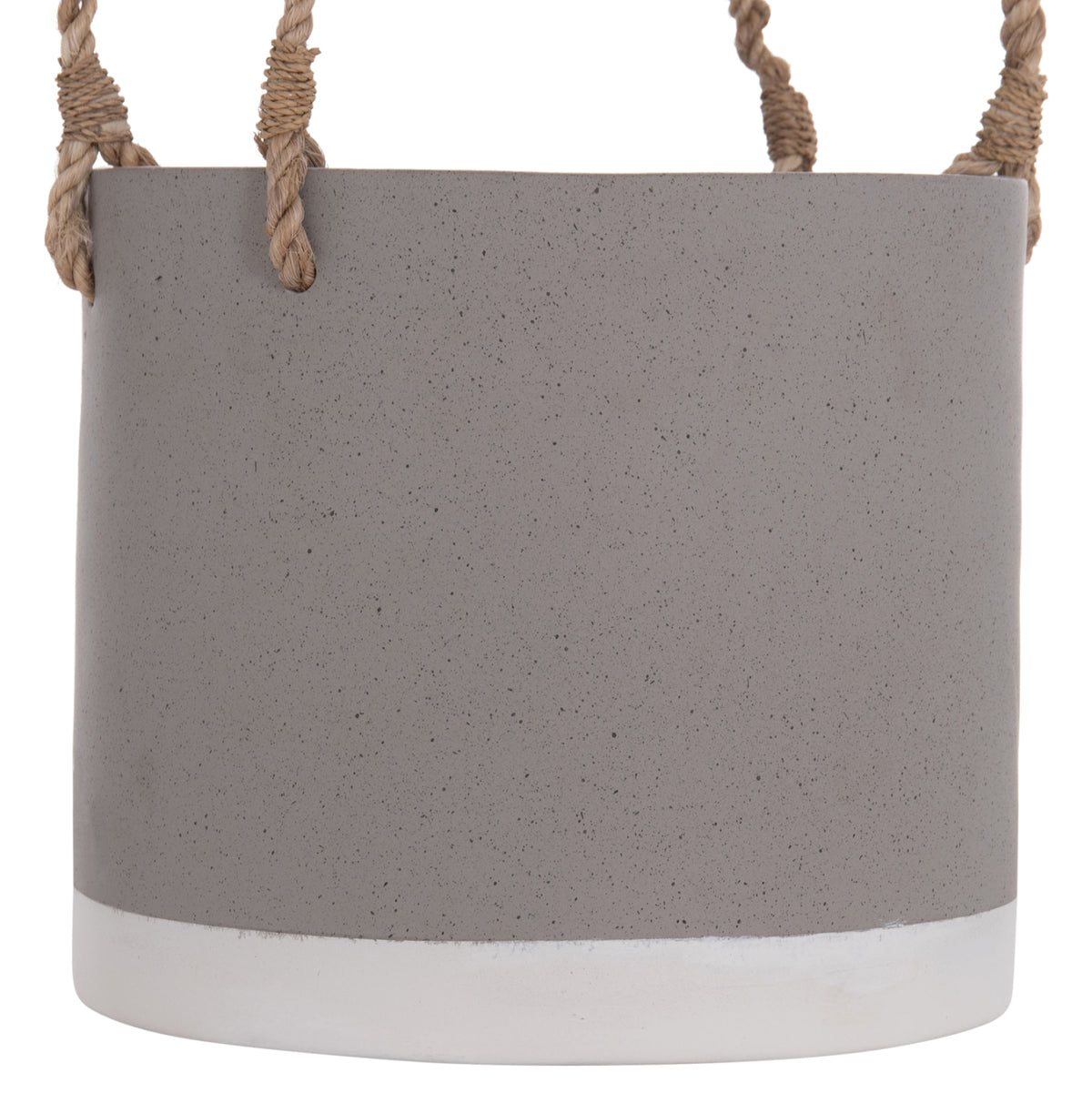 Indoor Planter/pot Series Tryll Hm4690s Fiber Cement In Grey & Rope Φ23x20hcm.