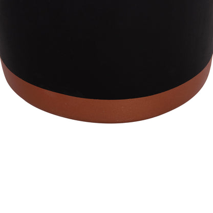Indoor Planter/pot Series Tryll Fb94690m Fiber Cement In Black & Rope Φ31x31hcm.