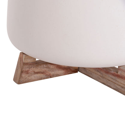 Indoor Pot Frello Hm4674.02l Fiber Cement In White--teak Stand 29x29x23.5hcm.