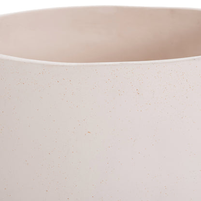 Indoor Pot Quan Hm4680.02m Fiber Cement In White--teak Base Φ40x65hcm