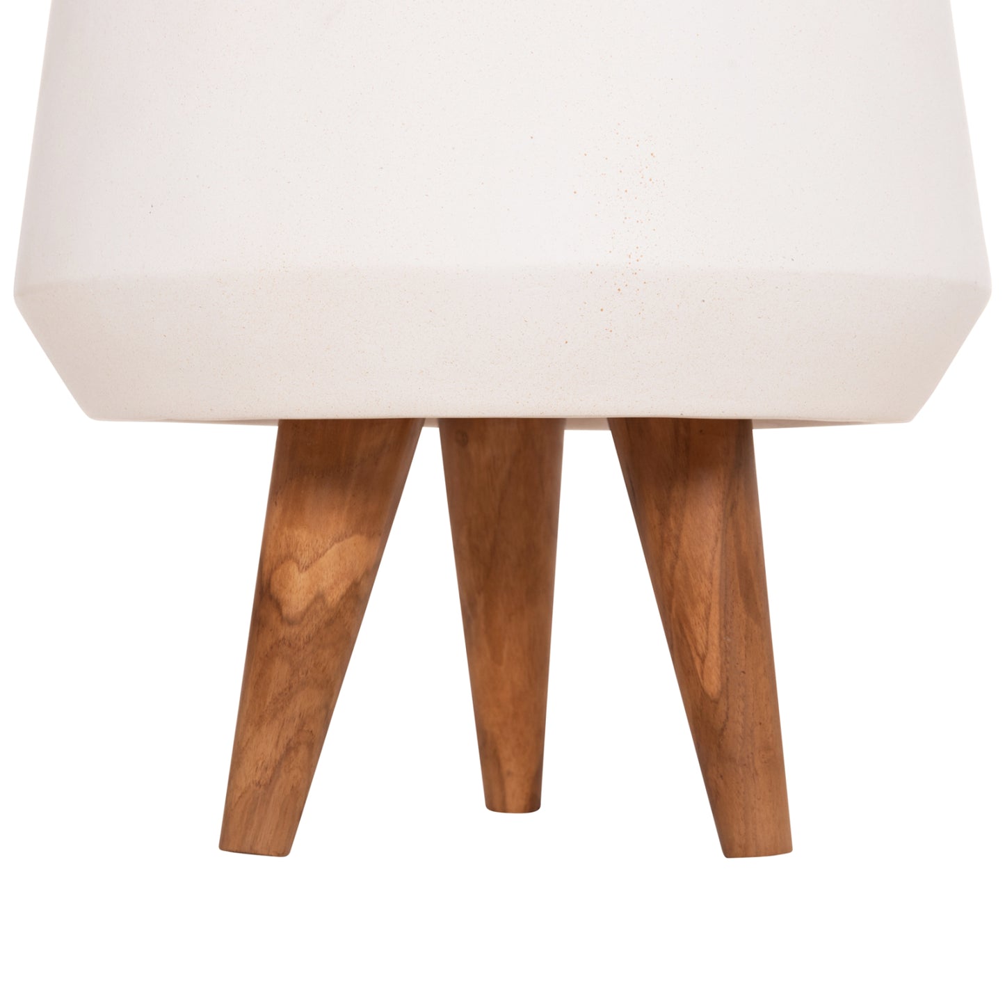 Indoor Pot Quan Hm4680.02s Fiber Cement In White--teak Base Φ37x36hcm