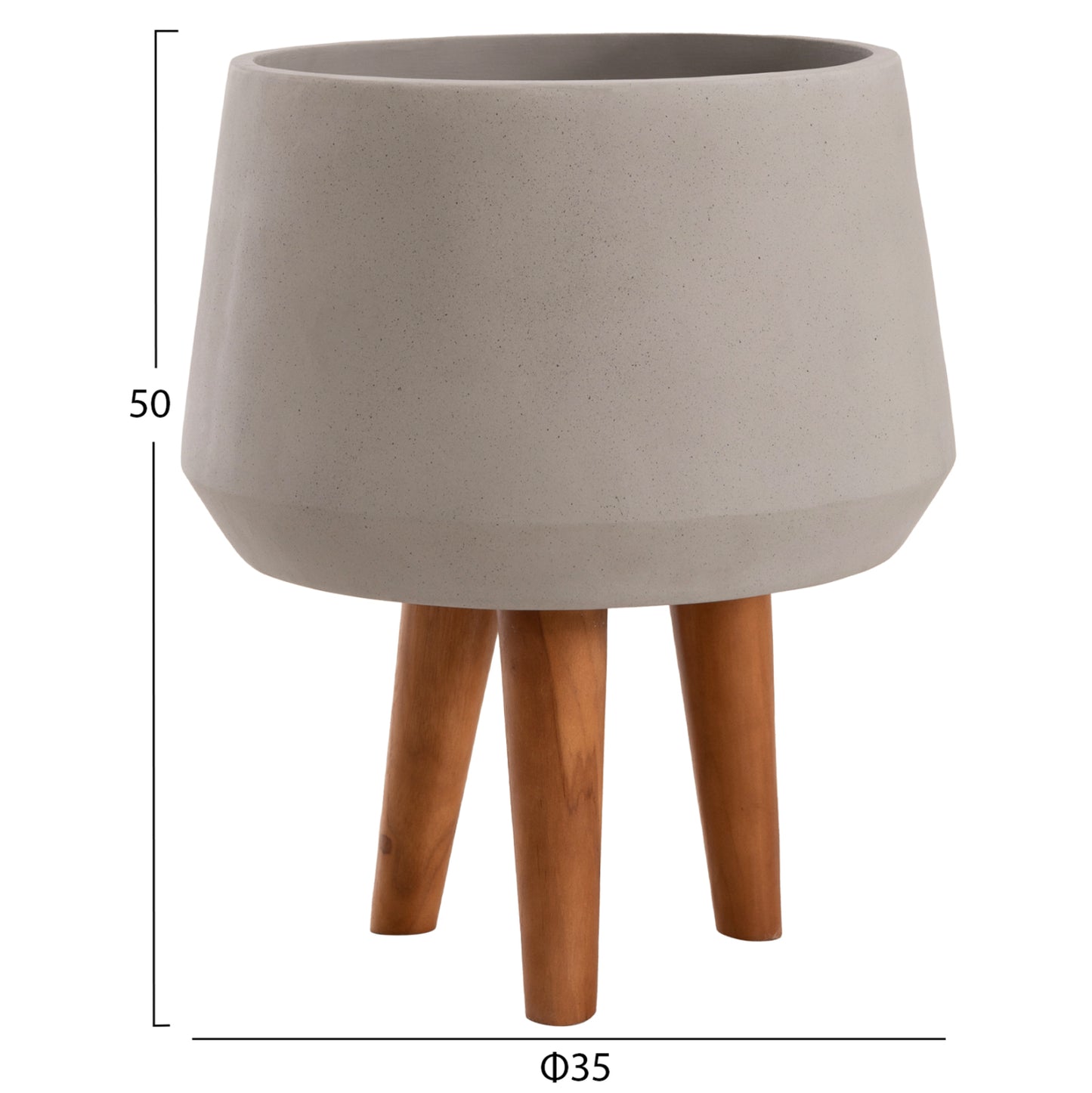 Indoor Pot Quan Hm4680.03m Fiber Cement In Grey--teak Base Φ35x50hcm