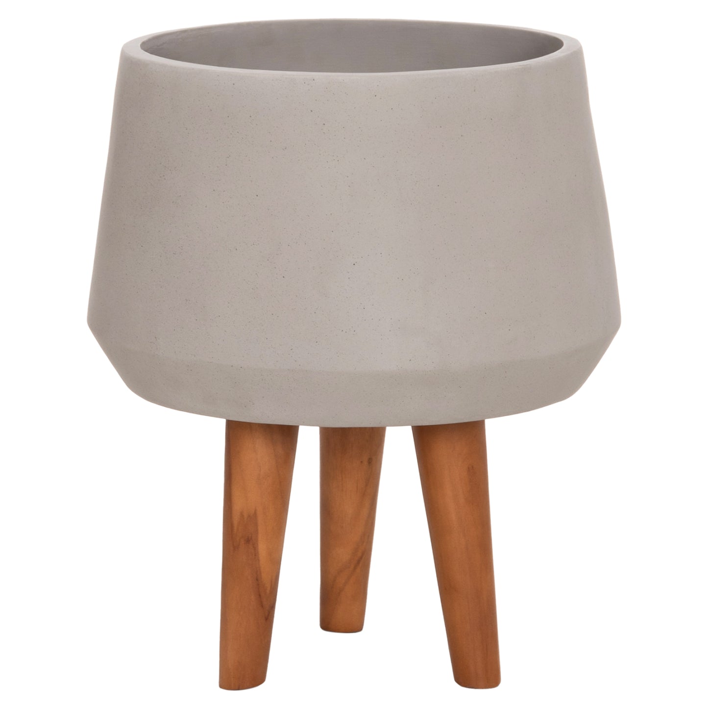 Indoor Pot Quan Hm4680.03m Fiber Cement In Grey--teak Base Φ35x50hcm